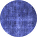 Round Oriental Blue Industrial Rug, urb1827blu