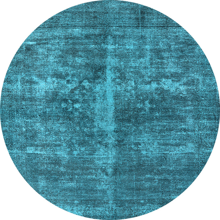 Round Machine Washable Oriental Light Blue Industrial Rug, wshurb1828lblu