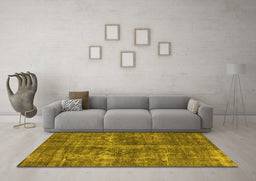 Machine Washable Oriental Yellow Industrial Rug in a Living Room, wshurb1828yw