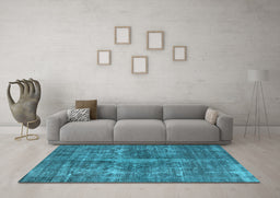Machine Washable Oriental Light Blue Industrial Rug in a Living Room, wshurb1828lblu