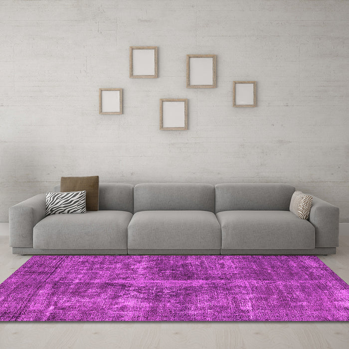 Machine Washable Oriental Pink Industrial Rug in a Living Room, wshurb1828pnk