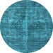 Round Oriental Light Blue Industrial Rug, urb1828lblu