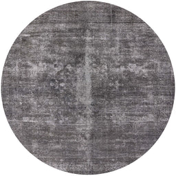 Round Mid-Century Modern Gunmetal Gray Oriental Rug, urb1828
