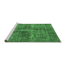 Sideview of Machine Washable Oriental Emerald Green Industrial Area Rugs, wshurb1828emgrn