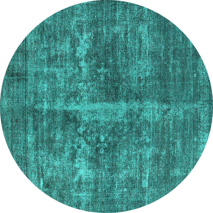 Round Machine Washable Oriental Turquoise Industrial Area Rugs, wshurb1828turq