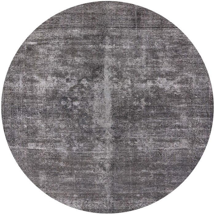 Round Machine Washable Industrial Modern Gunmetal Gray Rug, wshurb1828