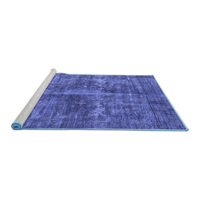 Sideview of Machine Washable Oriental Blue Industrial Rug, wshurb1828blu