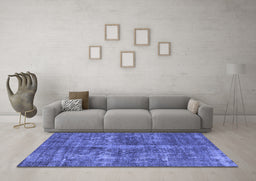Machine Washable Oriental Blue Industrial Rug in a Living Room, wshurb1828blu
