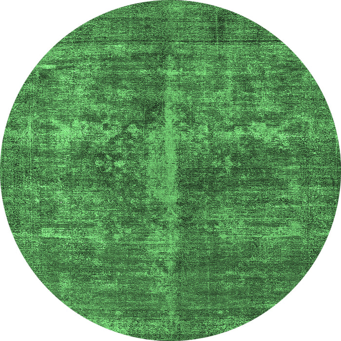 Round Machine Washable Oriental Emerald Green Industrial Area Rugs, wshurb1828emgrn