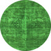 Round Oriental Green Industrial Rug, urb1828grn