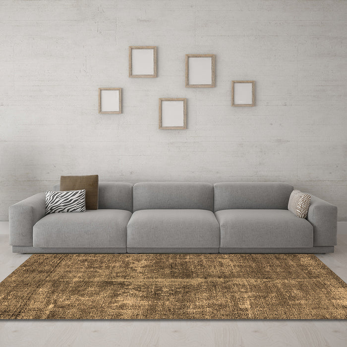 Machine Washable Oriental Brown Industrial Rug in a Living Room,, wshurb1828brn