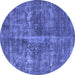 Round Oriental Blue Industrial Rug, urb1828blu