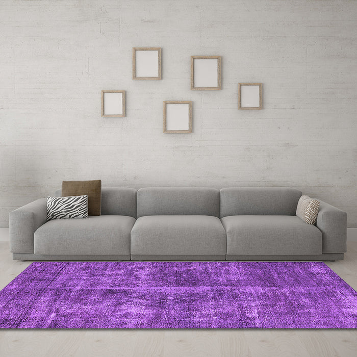 Machine Washable Oriental Purple Industrial Area Rugs in a Living Room, wshurb1828pur