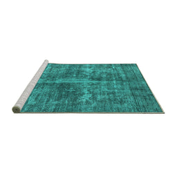 Sideview of Machine Washable Oriental Turquoise Industrial Area Rugs, wshurb1828turq