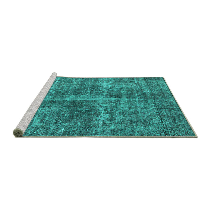 Sideview of Machine Washable Oriental Turquoise Industrial Area Rugs, wshurb1828turq