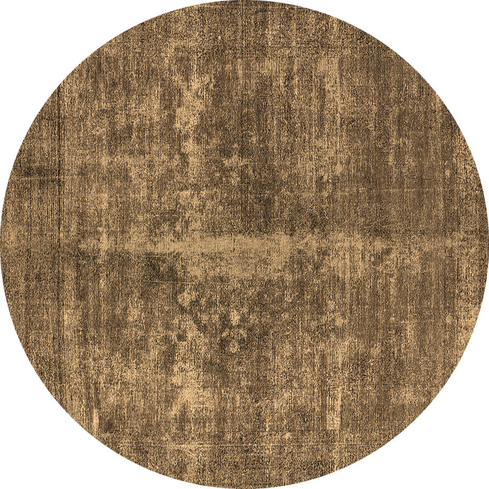 Round Machine Washable Oriental Brown Industrial Rug, wshurb1828brn