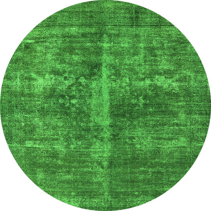 Round Machine Washable Oriental Green Industrial Area Rugs, wshurb1828grn
