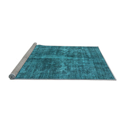 Sideview of Machine Washable Oriental Light Blue Industrial Rug, wshurb1828lblu