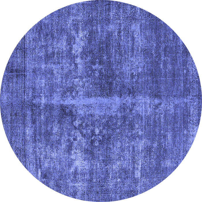 Round Machine Washable Oriental Blue Industrial Rug, wshurb1828blu