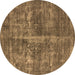 Round Oriental Brown Industrial Rug, urb1828brn