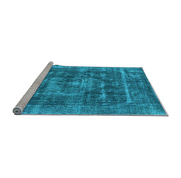 Sideview of Machine Washable Oriental Light Blue Industrial Rug, wshurb1829lblu