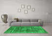 Machine Washable Oriental Green Industrial Area Rugs in a Living Room,, wshurb1829grn