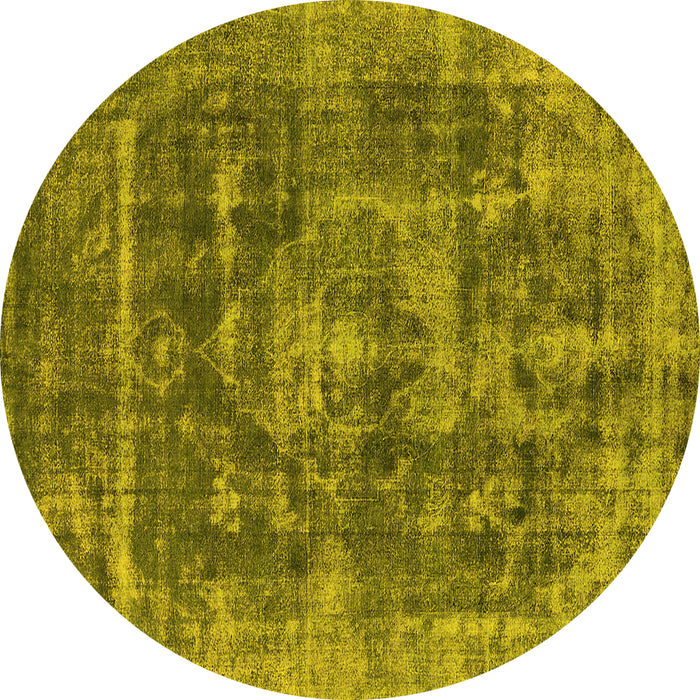 Round Oriental Yellow Industrial Rug, urb1829yw