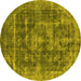 Round Oriental Yellow Industrial Rug, urb1829yw