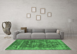 Machine Washable Oriental Emerald Green Industrial Area Rugs in a Living Room,, wshurb1829emgrn