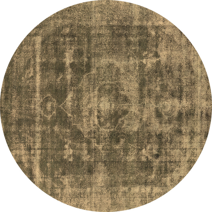Round Machine Washable Oriental Brown Industrial Rug, wshurb1829brn