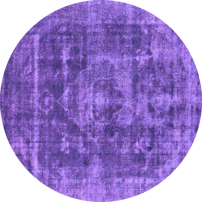 Round Machine Washable Oriental Purple Industrial Area Rugs, wshurb1829pur