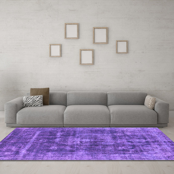Machine Washable Oriental Purple Industrial Area Rugs in a Living Room, wshurb1829pur