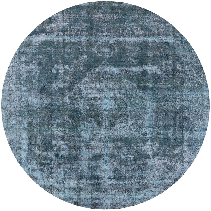 Round Machine Washable Industrial Modern Koi Blue Rug, wshurb1829