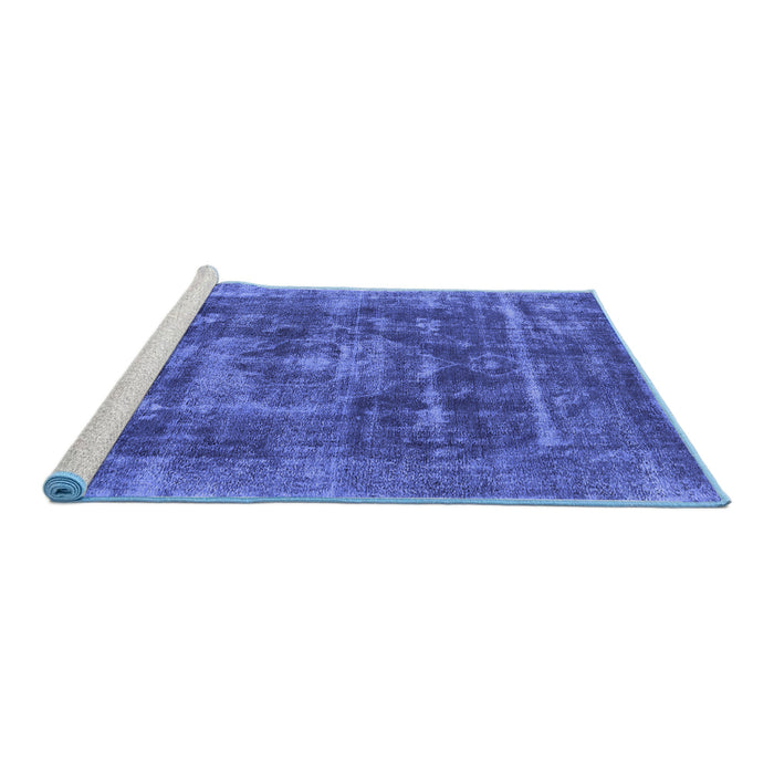 Sideview of Machine Washable Oriental Blue Industrial Rug, wshurb1829blu