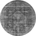 Round Oriental Gray Industrial Rug, urb1829gry