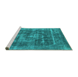 Sideview of Machine Washable Oriental Turquoise Industrial Area Rugs, wshurb1829turq