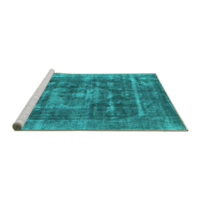Sideview of Machine Washable Oriental Turquoise Industrial Area Rugs, wshurb1829turq