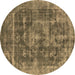 Round Oriental Brown Industrial Rug, urb1829brn