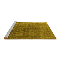 Sideview of Machine Washable Oriental Yellow Industrial Rug, wshurb1830yw