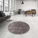 Round Mid-Century Modern Pink Oriental Rug in a Office, urb1830