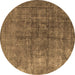 Round Machine Washable Oriental Brown Industrial Rug, wshurb1830brn