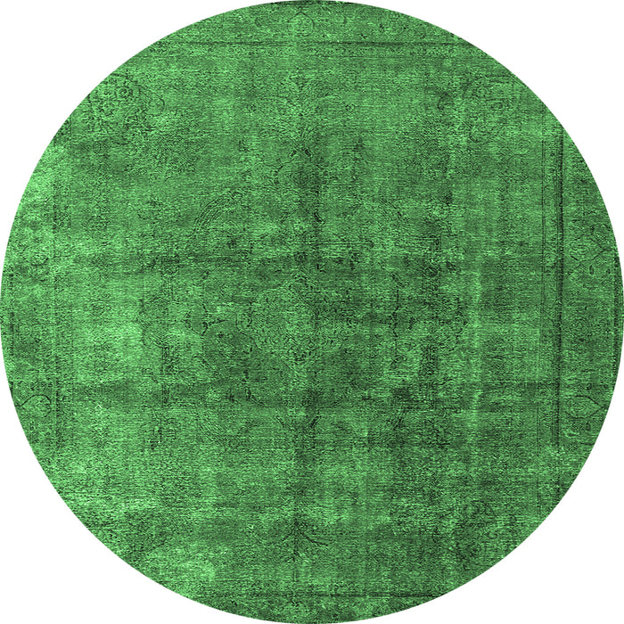 Round Oriental Emerald Green Industrial Rug, urb1830emgrn