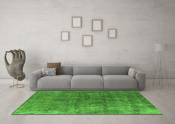 Machine Washable Oriental Green Industrial Area Rugs in a Living Room,, wshurb1830grn