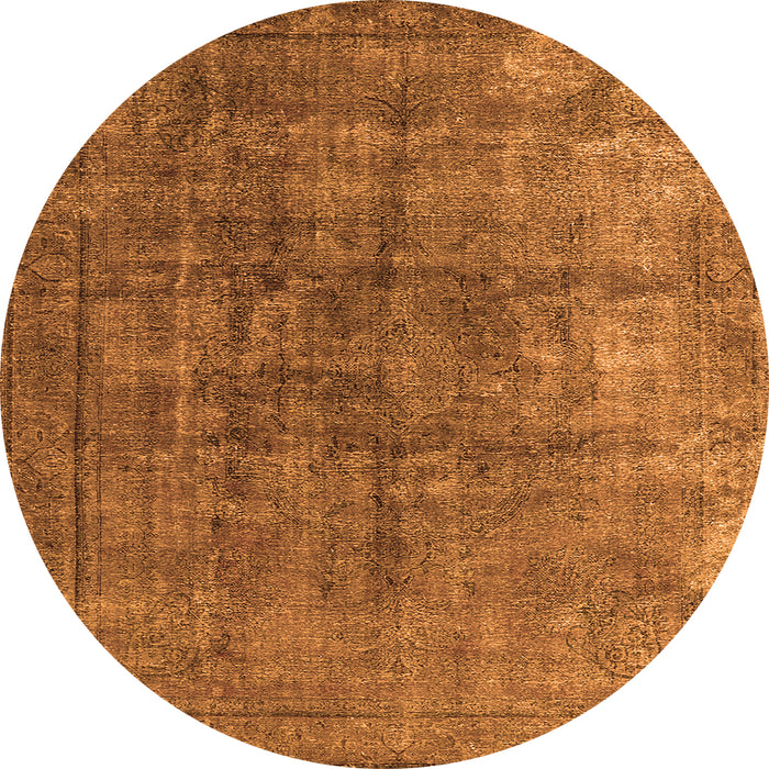 Round Machine Washable Oriental Orange Industrial Area Rugs, wshurb1830org