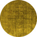 Round Machine Washable Oriental Yellow Industrial Rug, wshurb1830yw