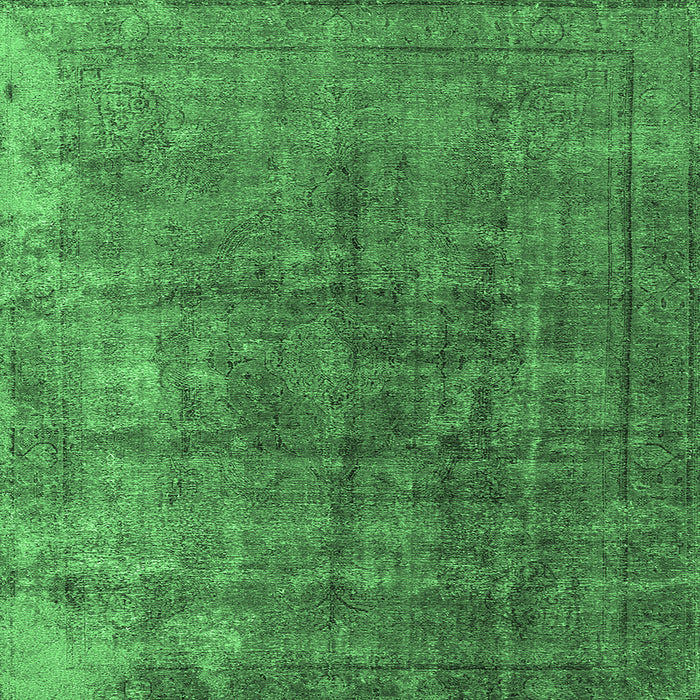 Square Machine Washable Oriental Emerald Green Industrial Area Rugs, wshurb1830emgrn