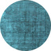 Round Oriental Light Blue Industrial Rug, urb1830lblu