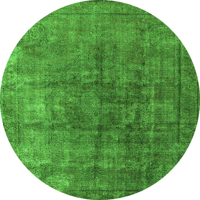 Round Machine Washable Oriental Green Industrial Area Rugs, wshurb1830grn