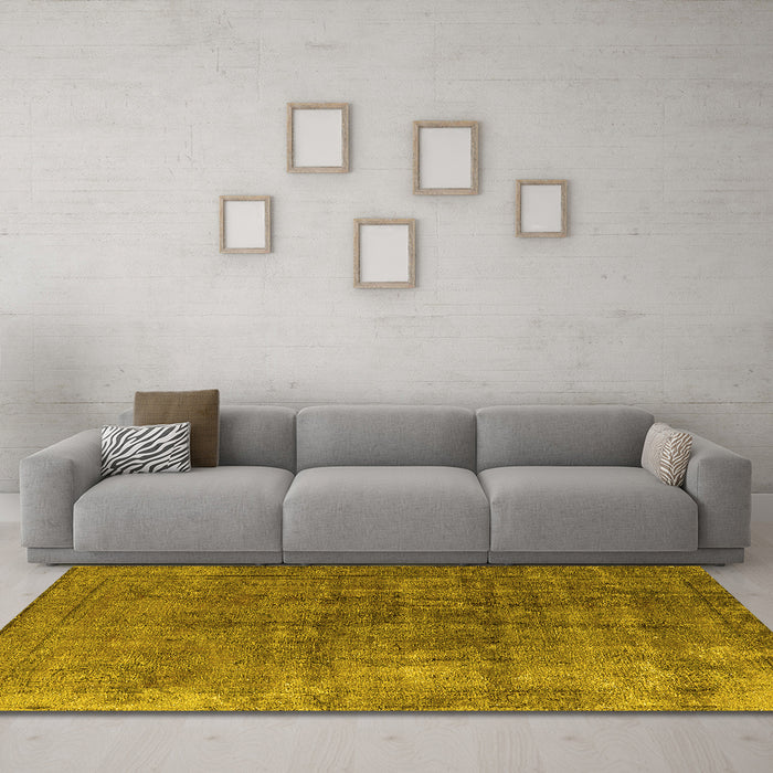 Machine Washable Oriental Yellow Industrial Rug in a Living Room, wshurb1830yw