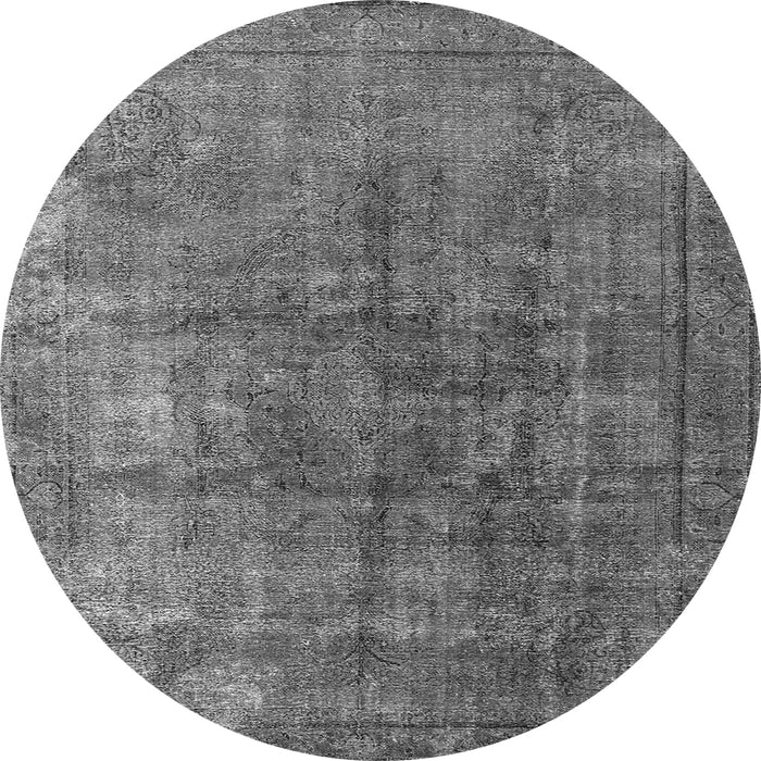 Round Machine Washable Oriental Gray Industrial Rug, wshurb1830gry